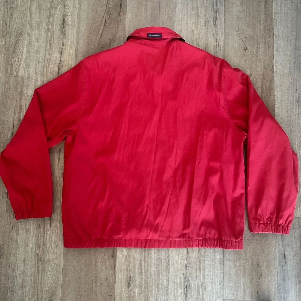 Vintage Lee Jeans Co. Harrington Jacket Red Navy Inner Lining 80s 90s Medium